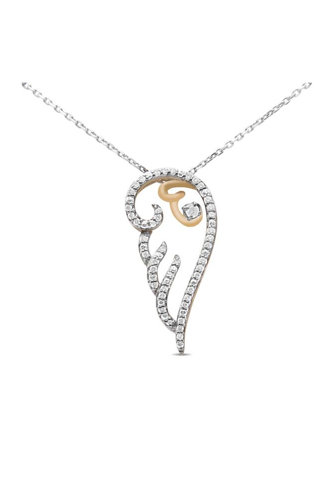 Silver 1/4 Cttw Diamond Angel Wing Necklace